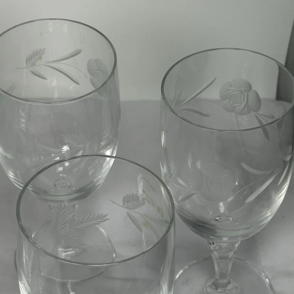8 Iced Tea‎ Goblet Royal Doulton COUNTRY ROSE Etched Flowers 7.75